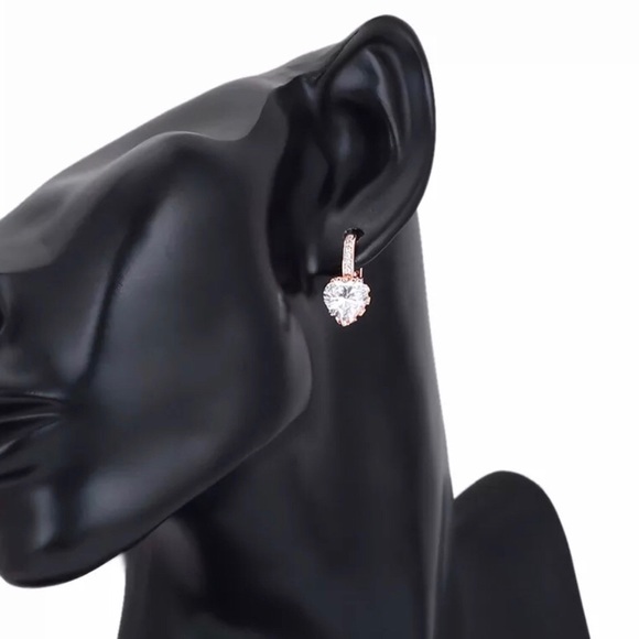 Gold Plated Champagne Heart Earrings - Picture 4 of 4